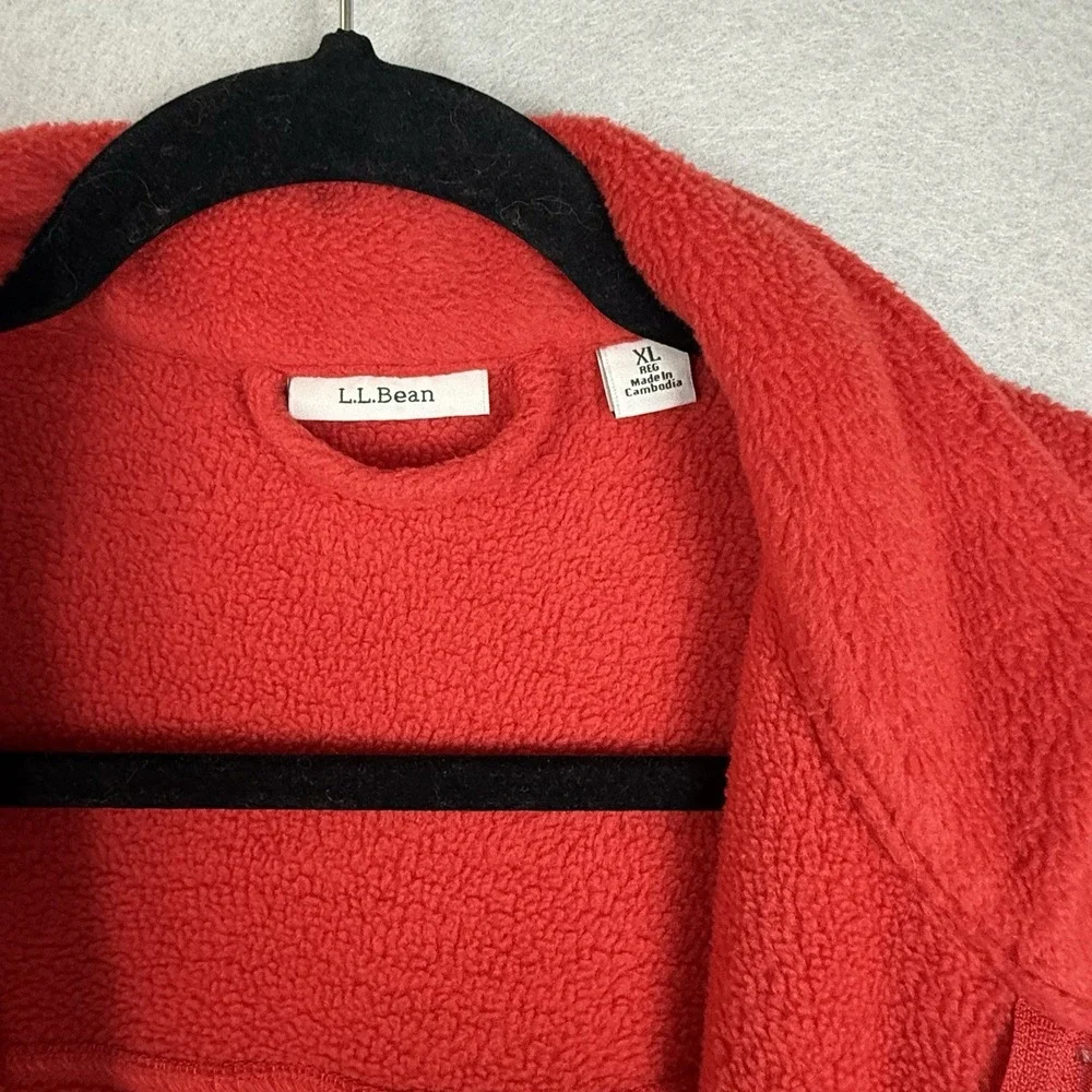 LL Bean Vintage Womens Winter Fleece Zip Up Housecoat Robe Size XL Red - Picture 2 of 6